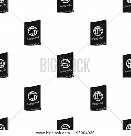 Passport icon in black design isolated on white background. Rest and travel symbol stock vector illustration.