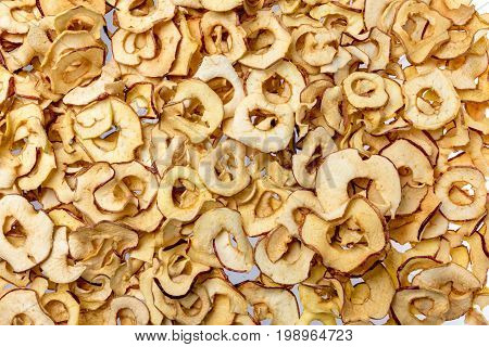 Many Dried Apple Pieces Evenly Distributed As A Background