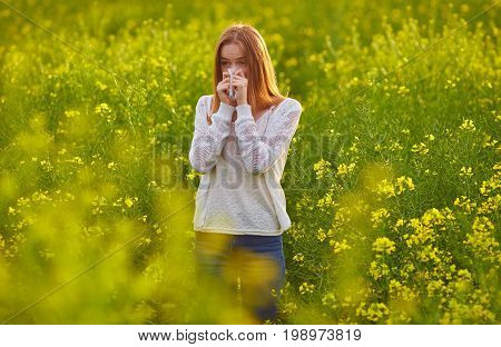 Pollen Allergy, Girl Sneezing
