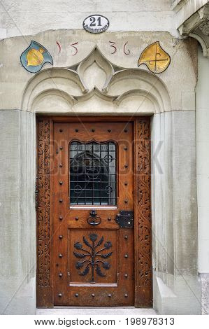 Medieval Door In Lucerne, Switzerland
