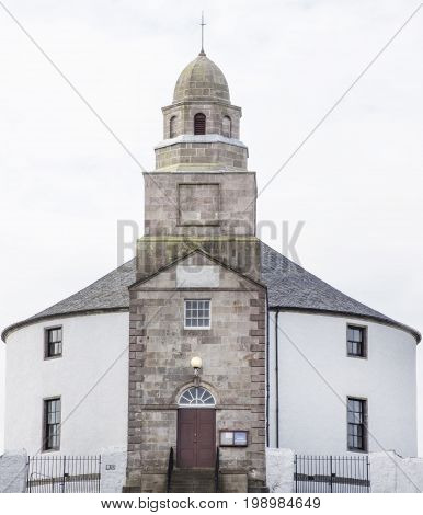 Historic Round Church in Bowmore on the Isle of Islay Scotland.