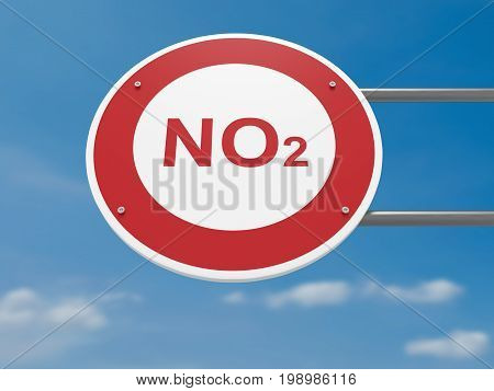 German Traffic Sign Environmental Protection Concept: NO2 Carbon Dioxide Prohibited Driving Ban 3d illustration
