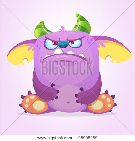 Angry cartoon goblin monster. Vector illustration isolated