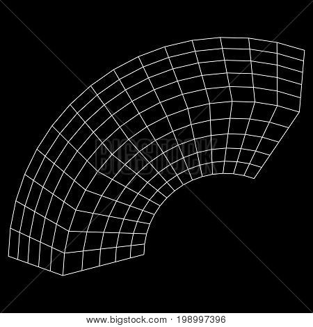 Wireframe Mesh Bend Box. Connection Structure. Digital Data Visualization Concept. Vector Illustration.