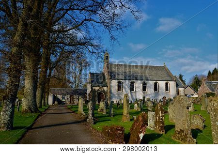 A View Of The Church Building And Graveyard In The Perthshire Town Of Braco Near Gleneagles.