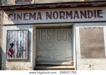 Bayeux, France - September 01, 2018: Old Abandoned Cinema In Bayeux. Calvados Department Normandy Fr