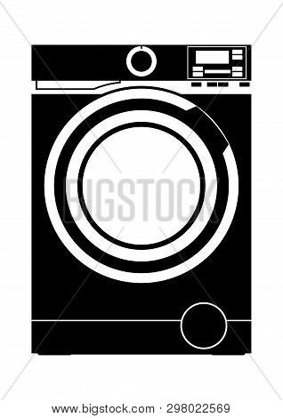 Automatic Washmachine. Washing Machine Icon On White Background. Flat Vector.