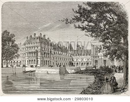Fointainebleau พาเลซ: Etang-เดส์-Carpes (แหล่งบ่อ) และน้ำพุศาลเก่าดู ฝรั่งเศส สร้างขึ้นโดย