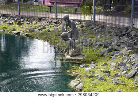 Bayamon/puerto Rico - February 26, 2019: Statues Of Children Inside Central Park For Kids 