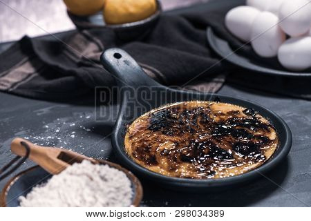 Leite Creme, Portuguese Desert Similar To Creme Brulee, Cream Brulee And Burnt Cream.