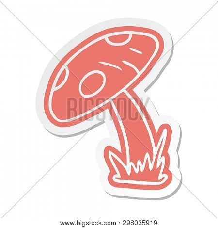 cartoon sticker of a toad stool