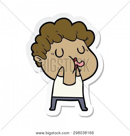 sticker of a cartoon man pulling face