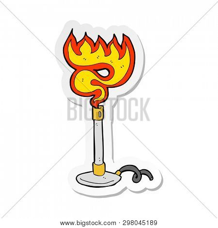 sticker of a cartoon bunsen burner