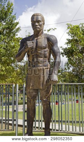 Bayamon/puerto Rico - February 26, 2019: Statue Of African Slave  Near Central Park For Children 