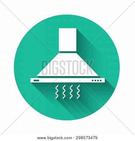 White Kitchen Extractor Fan Icon Isolated With Long Shadow. Cooker Hood. Kitchen Exhaust. Household 