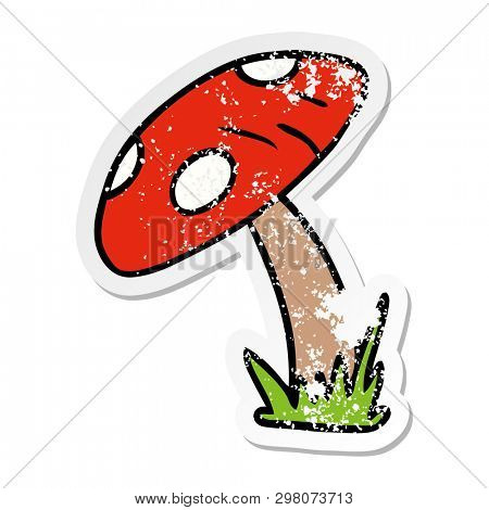 hand drawn distressed sticker cartoon doodle of a toad stool