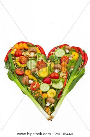 un corazón de verduras. icono de la foto en la dieta, pérdida de peso y dieta saludable.