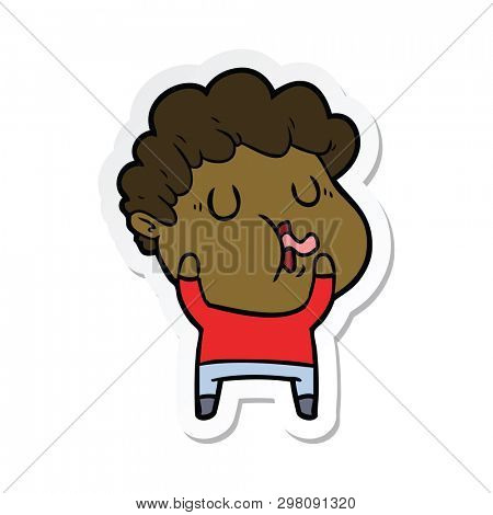 sticker of a cartoon man pulling face