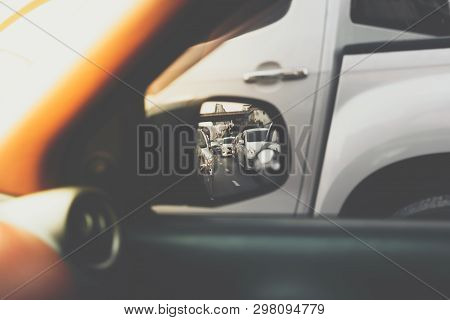 Cars On Busy Road In The City With Traffic Jam
