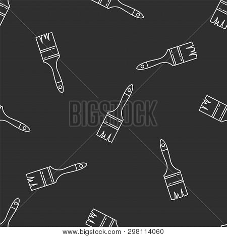 Brush Isolated Seamless Pattern On Dark Gray Almost Black Background. Llustration On The Theme Of Ap
