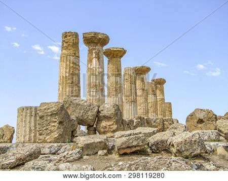 Temple Of Heracles Near A City Named Agrigento Located In Sicily, Italy