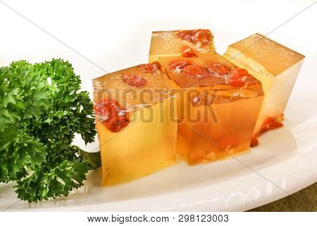 Goji Berries Jelly Or Kwai Fa Gou, Delicious Chinese Dessert.
