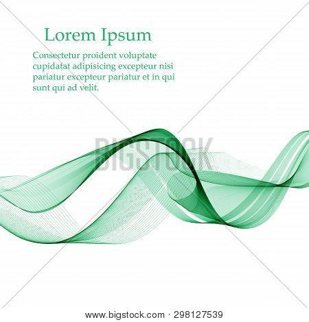Abstract Green Wavy Lines. Colorful Vector Background.