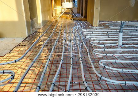 Close Up On Water Floor Heating System Interior
