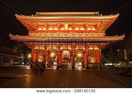 Tokyo, Japan - January 04, 2018 : Senso-ji Temple In Asakusa, Tokyo, Japan.