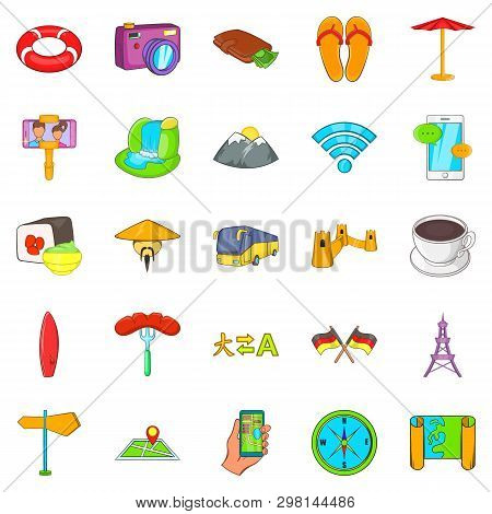 Transborder Icons Set. Cartoon Set Of 25 Transborder Icons For Web Isolated On White Background