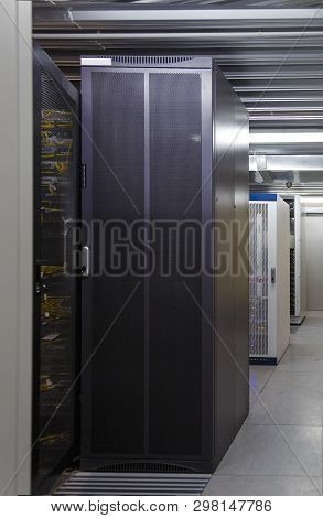 Server Rack With Computers For Digital Tv Ip Communications And Internet