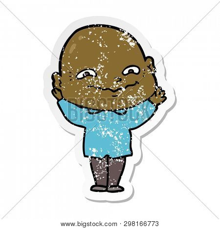distressed sticker of a cartoon creepy guy