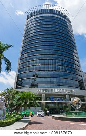 Ho Chi Minh City, Vietnam - August 24, 2017: Toa Nha Petrovietnam Tower Building Exterior