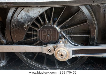 Old Steam Train Locomotive Weel Close Up
