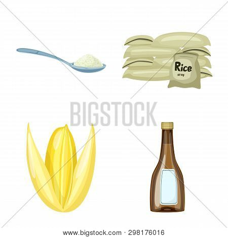 Vector Illustration Of Food And Organic Sign. Set Of Food And Agricultural Vector Icon For Stock.