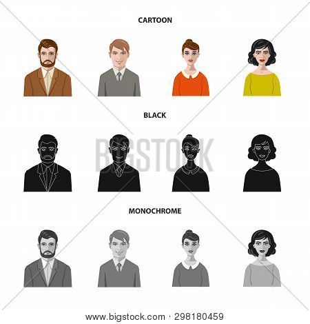 Vector Illustration Of Hairstyle And Profession  Logo. Set Of Hairstyle And Character  Stock Vector 