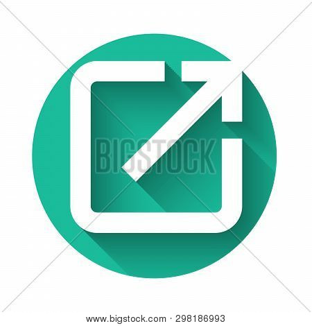 White Open In New Window Icon Isolated With Long Shadow. Open Another Tab Button Sign. Browser Frame