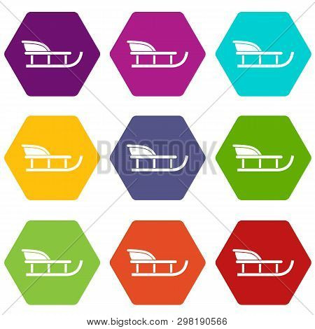 Sled Icon Set Many Color Hexahedron Isolated On White Illustration