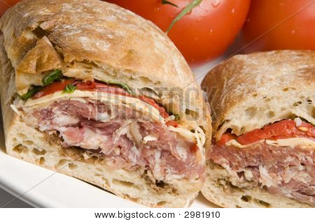 Gourmet Sandwich On Ciabatta Bread