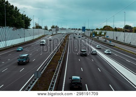Traffic On The Highway, Amsterdam Ring A10, 04/28/2019 Amsterdam The Netherlands