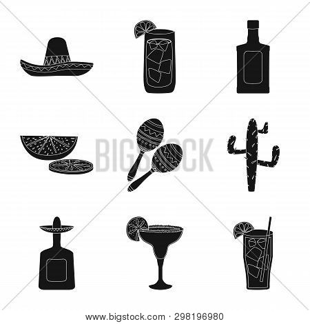 Isolated Object Of Carnival And National Icon. Set Of Carnival And Tequila Stock Vector Illustration