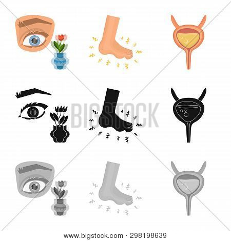 Vector Illustration Of Diet And Treatment  Symbol. Set Of Diet And Medicine Stock Symbol For Web.