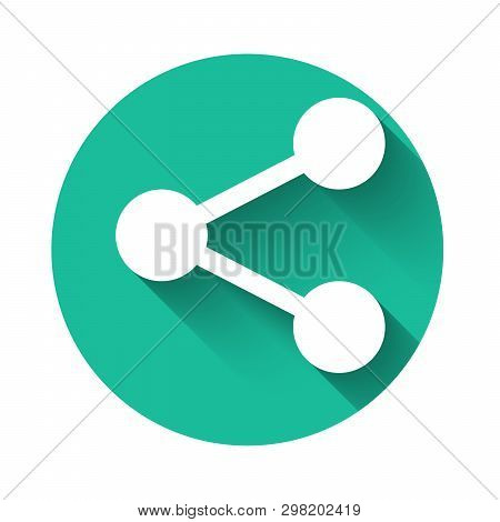 White Share Icon Isolated With Long Shadow. Share, Sharing, Communication Pictogram, Social Media, C