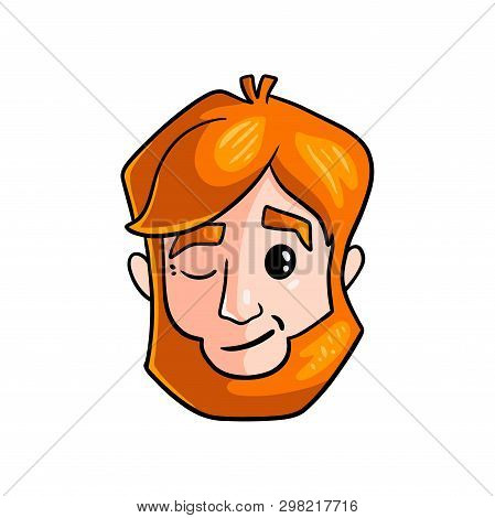 Proud Face Of Young Redhead Boy With One Eye Closed