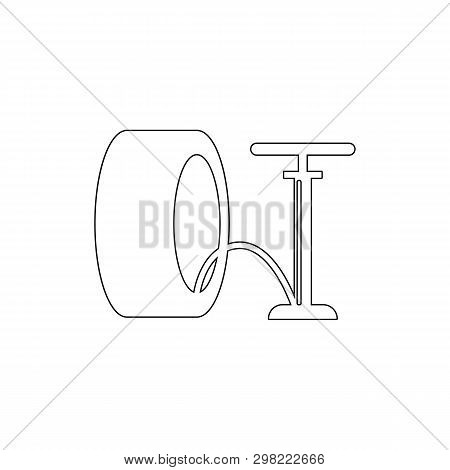 Hand Pump With Wheel Outline Icon. Elements Of Car Repair Illustration Icon. Signs And Symbols Can B