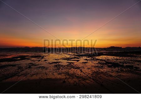 Sunset In Krabi, Thailand On A Warm Spring Evening.