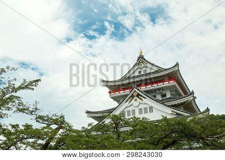 White Samurai Castle Of Japan In Summer Season; Atami Castle Is Historical Place In Shizuoka Prefect