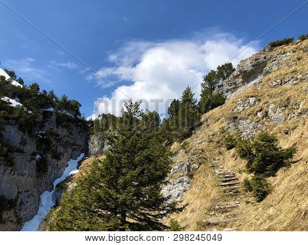 Füessler Cliff Or Füessler-felsen (fueessler-felsen Or Fuessler-felsen) On The Ebenalp Alpine Hill A