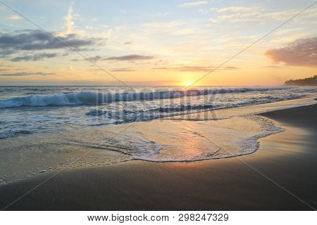 Sunset Over The Beach Of Etang Sale Reunion Island