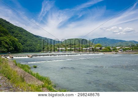Arashiyama Or Mount Arashi In Kyoto, Japan.